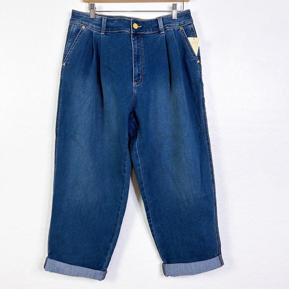 Michael Kors y2k 90's Carrot Pleated Tapered Mom Baggy Jeans Retro Blue 10 NWT - Picture 2 of 12